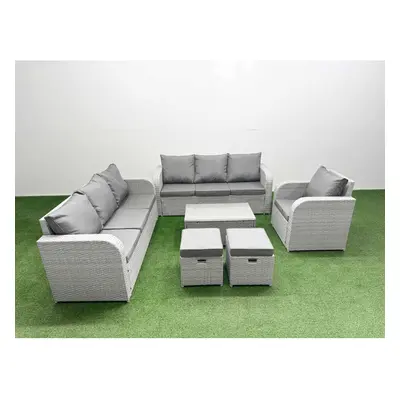 Fimous Seater Poly Rattan Outdoor Garden Furniture Sofa Set Patio Seater Sofa Reclining Chair Se