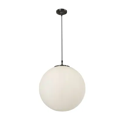 Searchlight Atom Light Pendant Dia 30Cm Black Opal Glass