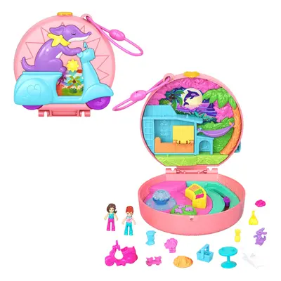 Polly Pocket Dolls and Playset Adventure Moped Compact Travel Toy with Micro Dolls and Pet Anima