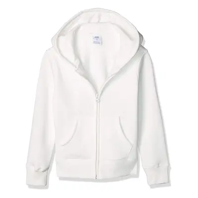 Amazon Essentials Girls' Fleece Zip-Up Hoodie Sweatshirt White X-Lar