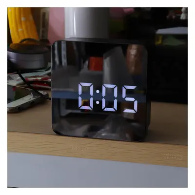 Square HD Mirror Alarm Clock Multifunction Digital Alarm Clock Mute LED Mirror Clock Makeup Mirr