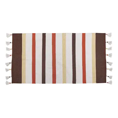 Cotton Area Rug x cm Brown and Beige HISARLI