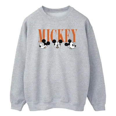 (L, Sports Grey) Disney Mens Mickey Mouse Faces Sweatshirt