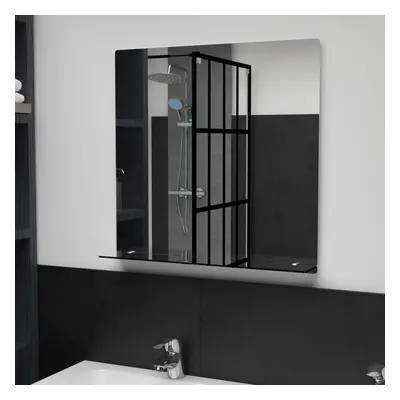 vidaXL Wall Mirror with Shelf 60x60cm Tempered Glass Bathroom Makeup Vanity