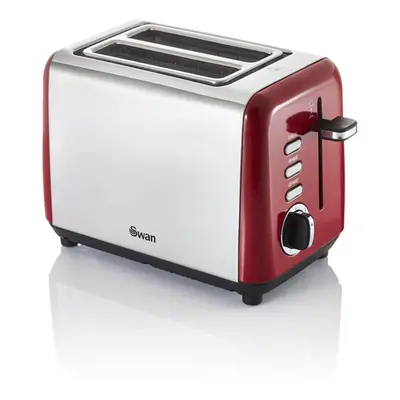 Red Slice Toaster Stainless Steel Variable Browning Control Defrost Swan