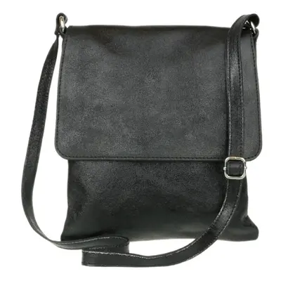 (Metallic Black) Girly Handbags Italian Leather Cross Body Shoulder Bag Zipper