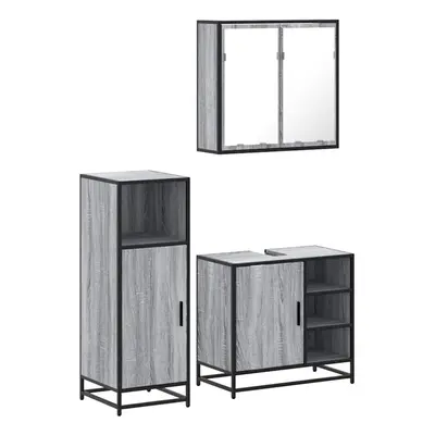 (grey sonoma) vidaXL Piece Bathroom Furniture Set Black Engineered Wood bathroom cabinet