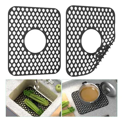 Kitchen Sink Mats TOOVEM 2PCS NonSlip Heat Resistant Silicone Sink Protector Mat for Bottom of S