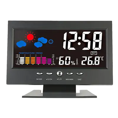 Digital LED Temperature Humidity Monitor Weather Forecast LED Table Alarm Clock