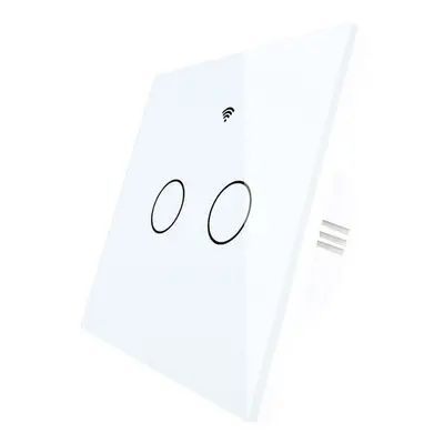 (2 Gang white 220V) WiFi Smart Light Switch RF433 No Neutral Wire Single Fire Tuya App Control W