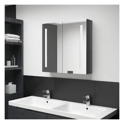 vidaXL LED Bathroom Mirror Cabinet Shining Grey Washroom Storage Vanity Unit