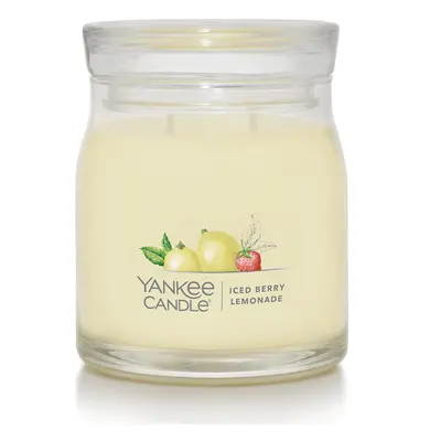 Yankee Candle Iced Berry Lemonade Scented Signature 13oz Medium Jar 2-Wick Candle Over Hours of 