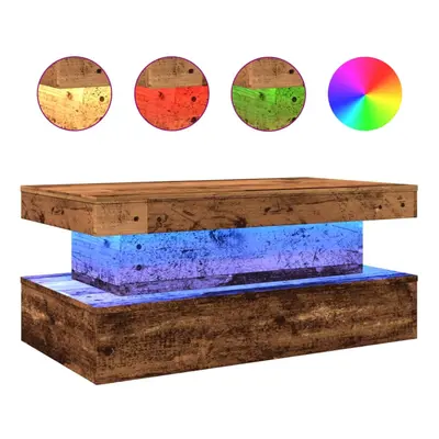 (old wood, x x cm) vidaXL Coffee Table with LED Lights Hallway Accent End Table Side Sofa Table