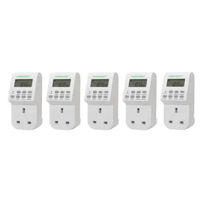 (5 Pack) Lowenergie Day Programmable Digital Plug-in Electronic Timer Socket Hour