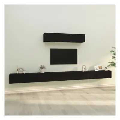 vidaXL Piece TV Cabinet Set Black Engineered Wood