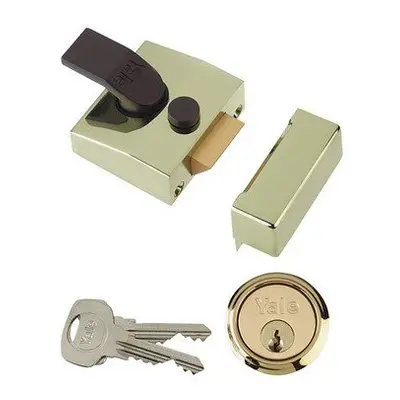 Yale Locks 85 Deadlocking Nightlatch 40mm Backset Brasslux Finish Box