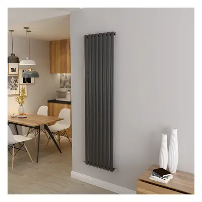 (Single 1800x472mm, Anthracite) Designer Oval Column Radiator Central Heating