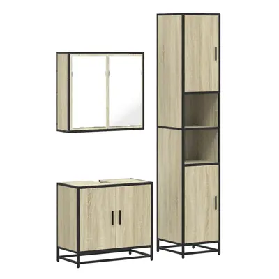 (sonoma oak) vidaXL Piece Bathroom Furniture Set Sonoma Oak Engineered Wood