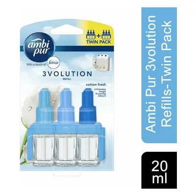 Febreze Ambi Pur 3Volution Air Freshener Plug-In Diffuser Refill, Odour Eliminator, Cotton Fresh