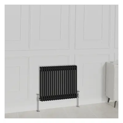 (600x830mm-2 Column, Black) NRG Traditional Radiator Horizontal Vertical Cast Iron Style Double 