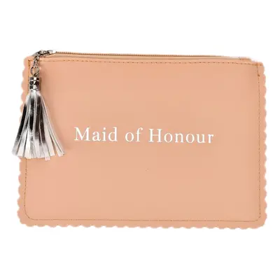 Wedding Gift Clutch Bag PU with Tassel - Beige Maid of Honour