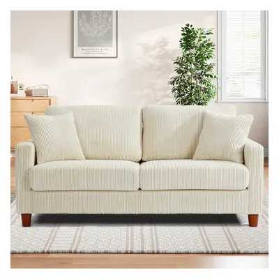 (Beige ) Sofa for two with corduroy wood feet