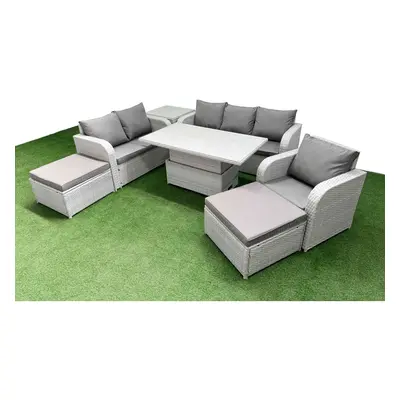 Fimous Patio PE Wicker Seater Outdoor Rattan Furniture Sofa Sets with Adjustable Lifting Dining 