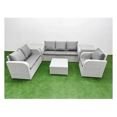 Fimous Patio PE Wicker Seater Outdoor Rattan Furniture Sofa Sets with Reclining Chair Loveseat S