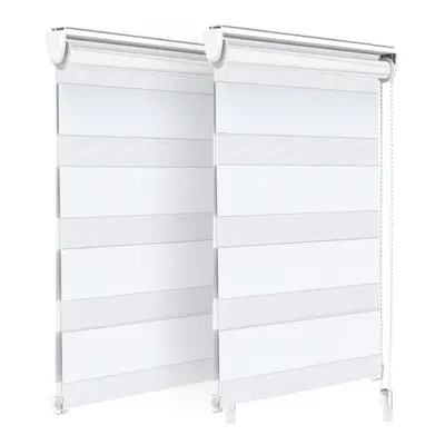 VOUNOT Set of Zebra Roller Blind Double Fabric, Day and Night Translucent or Blackout Vision Cur