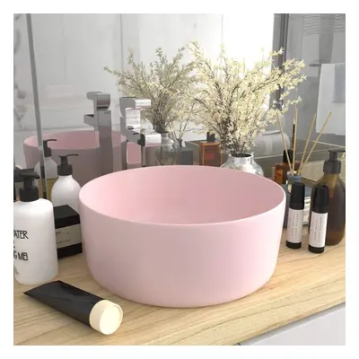 vidaXL Luxury Wash Basin Round Matt Pink 40x15 cm Ceramic