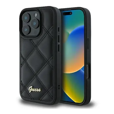 Guess Quilted Metal Logo Case for iPhone Pro 6.3" Black