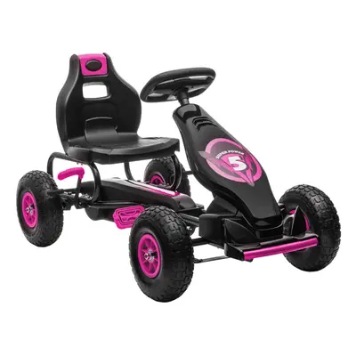 HOMCOM Children Pedal Go Kart w/ Adjustable Seat, Rubber Wheels, Brake - Pink