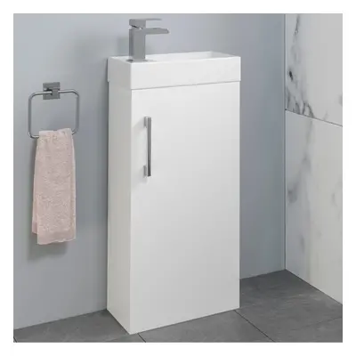 Modern Bathroom Basin Sink Vanity Unit Furniture Tap Hole 400mm Gloss White