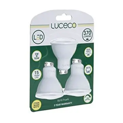 Luceco Pack of Three LED Bulbs GU10 Trufit, Lumens, 4000K Neutral White