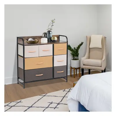 (Multicolor-7 drawer-Yellow) 5/7-Drawer Fabric Chest of Drawer Bedroom Dresser