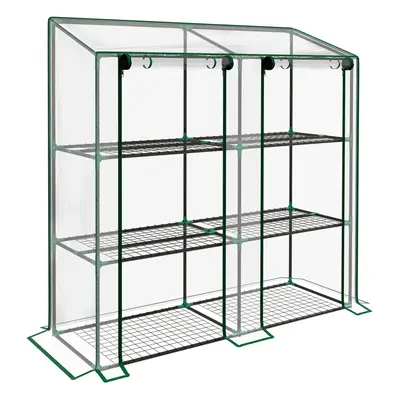 Outsunny Mini Green House with Tier Shelves, 151H x 143W x 46Dcm, Clear