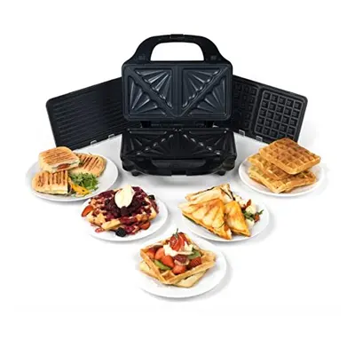 Salter EK2143 3-in-1 Snack Maker - Deep Fill Waffle Iron, Sandwich Panini Press & Toastie Maker,