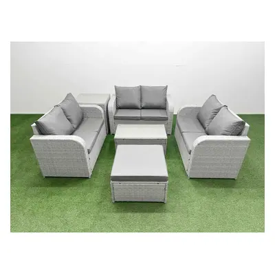 Fimous Seater PE Wicker Rattan Furniture Sofa Sets with Rectangular Coffee Table Seater Love Sof