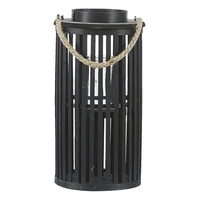 Wooden Candle Lantern cm Black LUZON