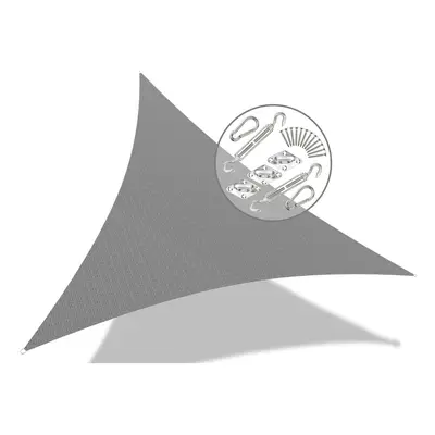 VOUNOT HDPE Sun Shade Sail Triangle with Fixing Kits, 5x5x5M, Grey