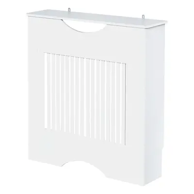 HOMCOM Modern Radiator Cover Heater Cabinet Slatted Worktop Painted MDF White