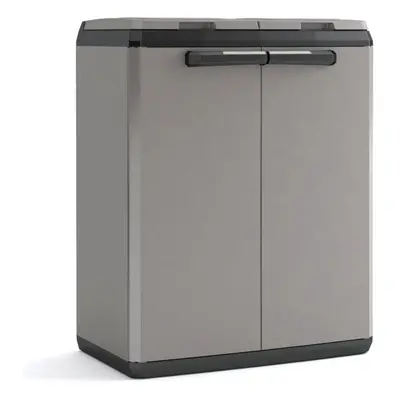 Keter Recycling Cabinet Grey and Black cm Garden Waste Split Rubbish Bin