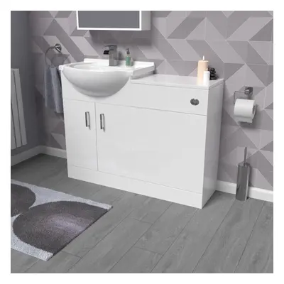 Nes Home Freestanding 1050mm White Vanity Unit With Basin & WC Unit