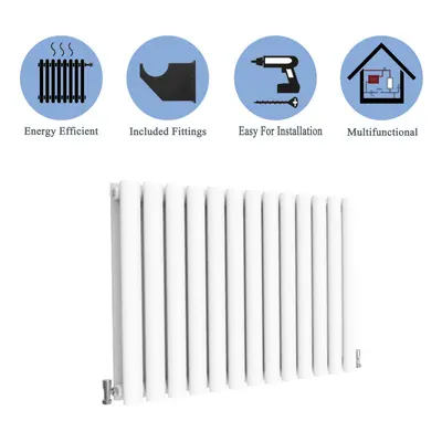 (Double, 600x767mm) White Single/Double Oval Column Radiator