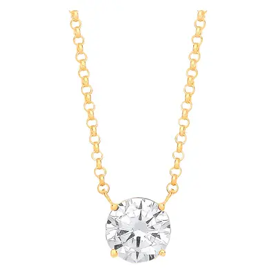 Jewelco London Ladies Gold-Plated Sterling Silver CZ 8mm Solitaire Lavalier Necklace + inch - GV