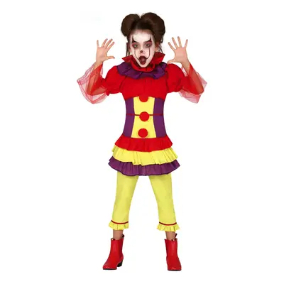 (10 to years (142-148 cm)) Girls' multicolored evil clown costume