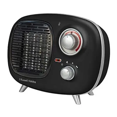 Russell Hobbs RHRETPTC2001B 1.5KW Retro Portable Ceramic Electric Heater in Black, Heat Settings