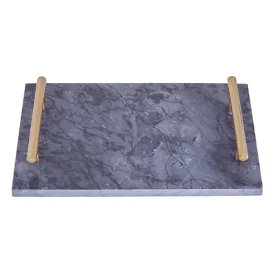 Premier Housewares Black Marble Tray with Gold Effect Handles