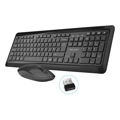 TeckNet Wireless Keyboard and Mouse Set, 2.4G Full-Size Ergonomic Cordless Keyboard and Mouse Co