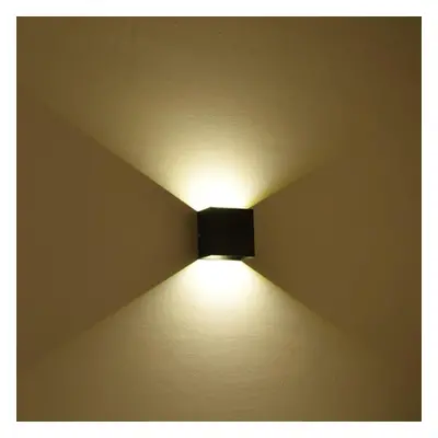 (Black, Warm Light) Modern 12W COB LED Up Down Wall Lamp Non-waterproof for Indoor Aisle Living 